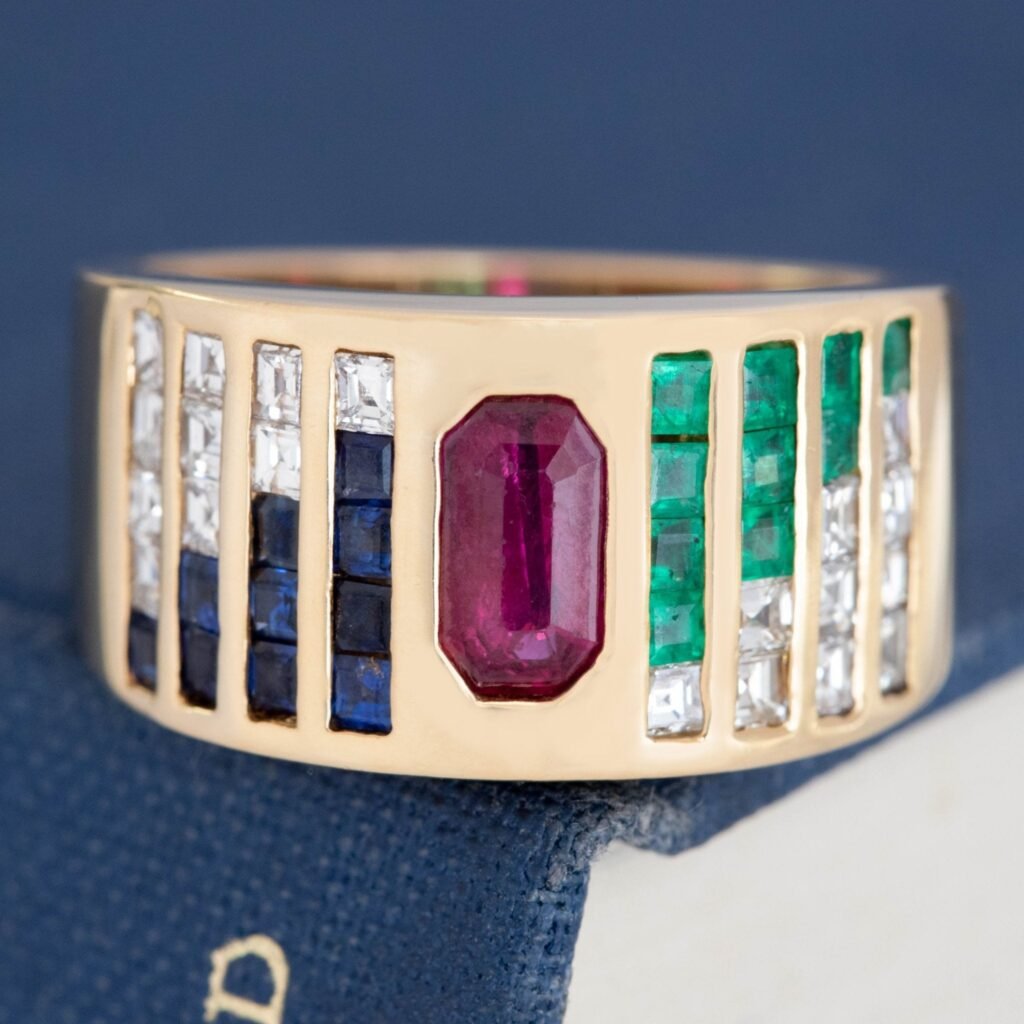2.80ctw Vintage Gemstone & Diamond Cigar Band