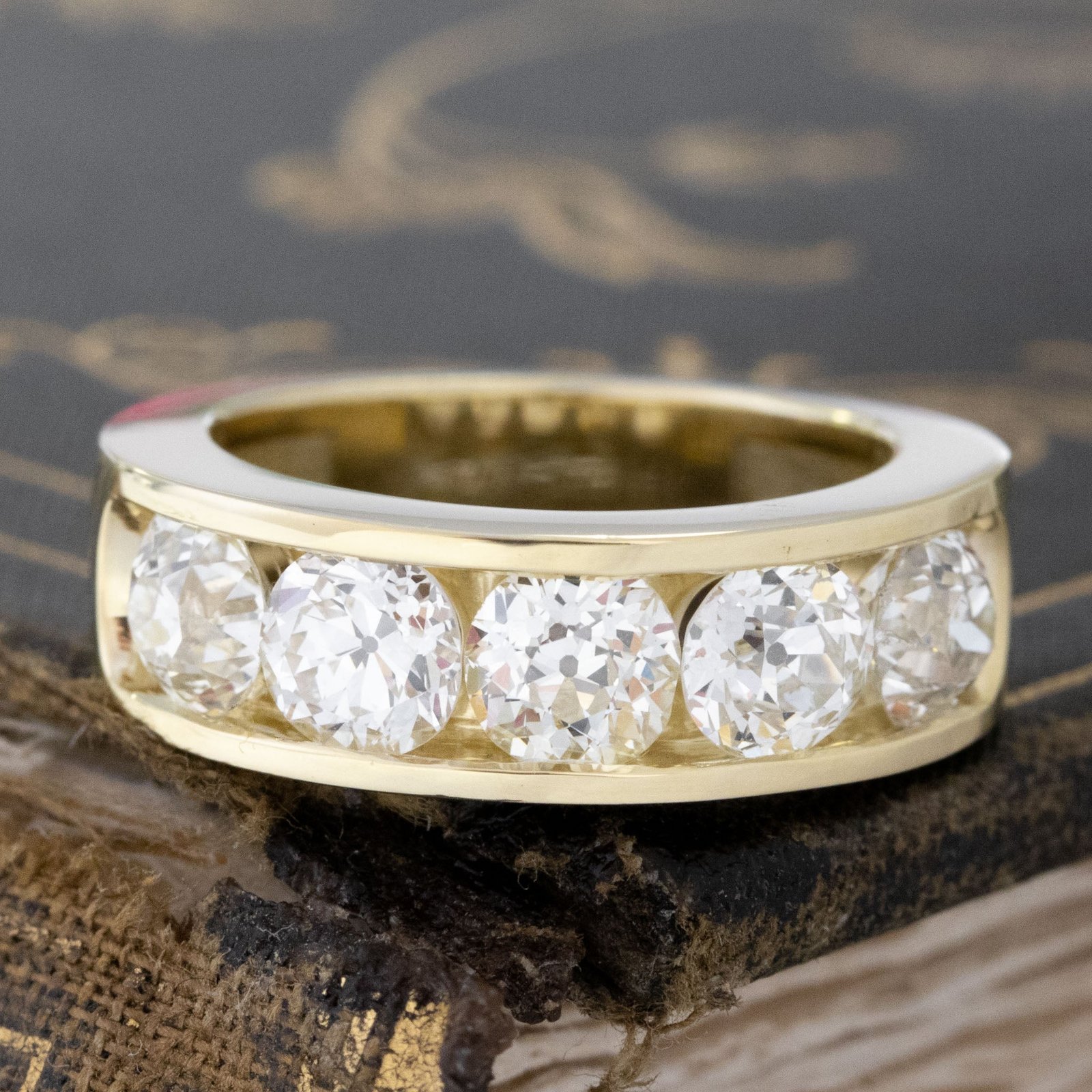 2.88ctw Old European Cut Diamond 5-Stone Channel Set Band