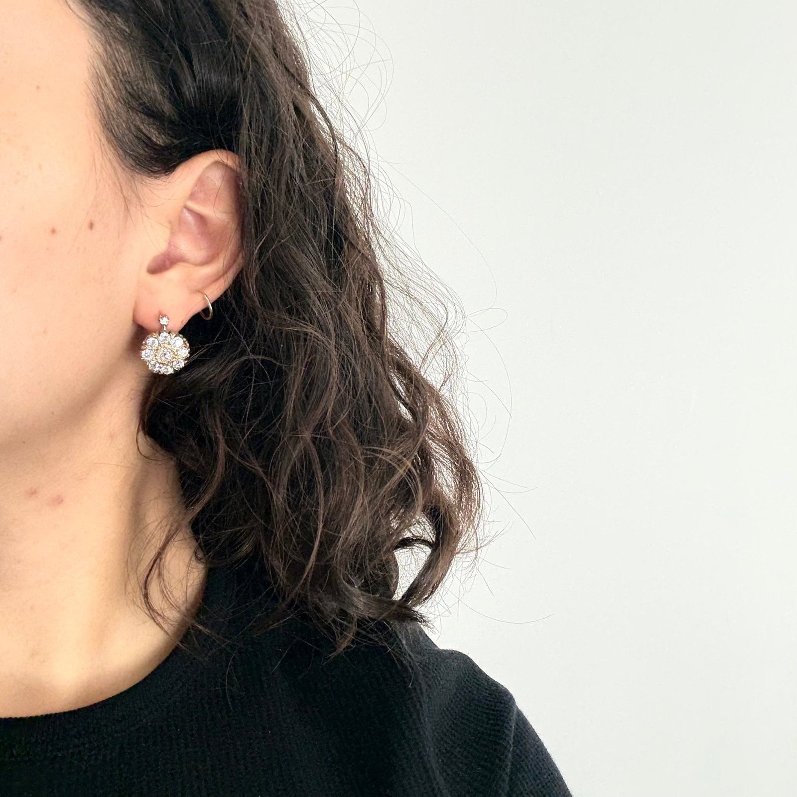 2.90ctw Victorian Old European Cut Diamond Cluster Earrings - Image 2