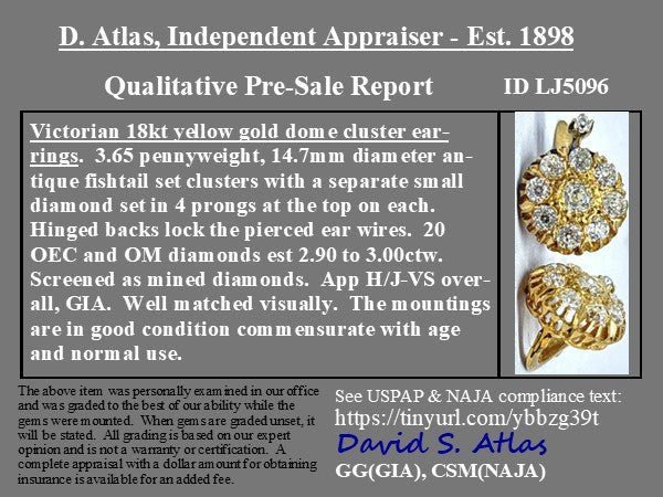 2.90ctw Victorian Old European Cut Diamond Cluster Earrings - Image 4