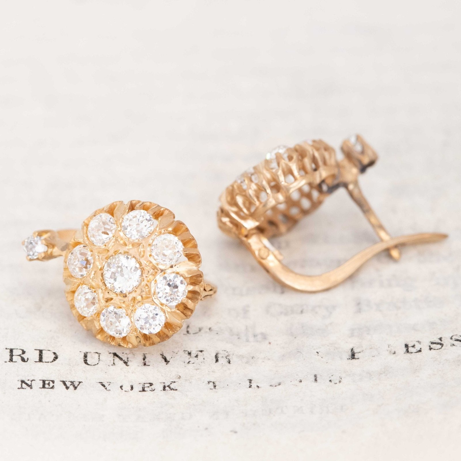 2.90ctw Victorian Old European Cut Diamond Cluster Earrings - Image 3