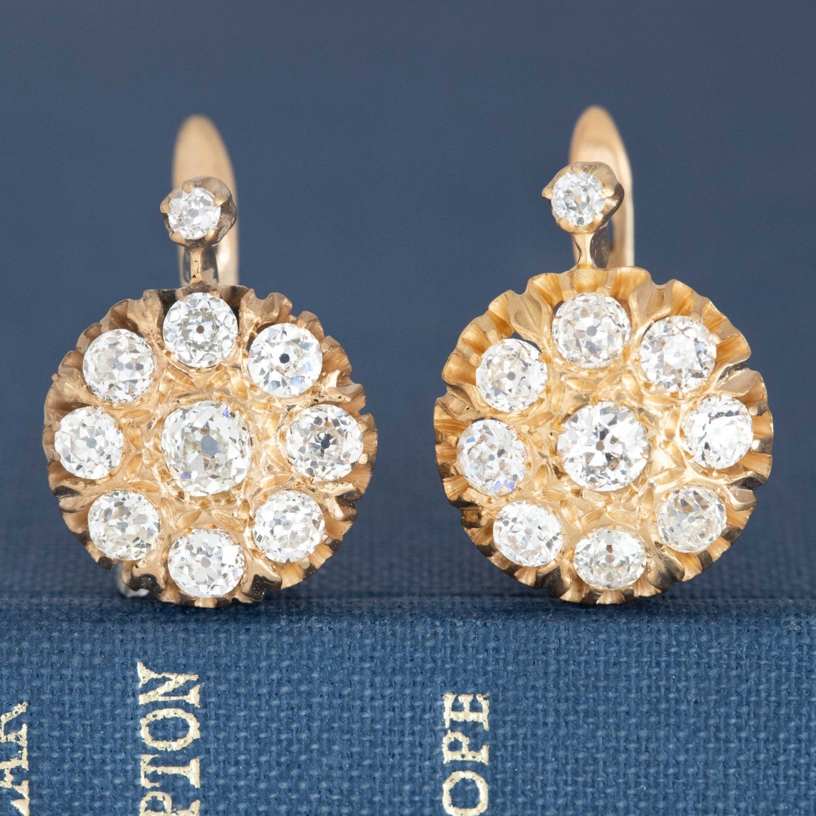 2.90ctw Victorian Old European Cut Diamond Cluster Earrings
