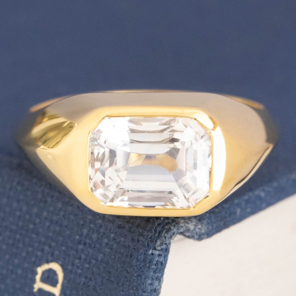 2.93ct Light Yellow (No Heat) Sapphire Bezel Solitaire