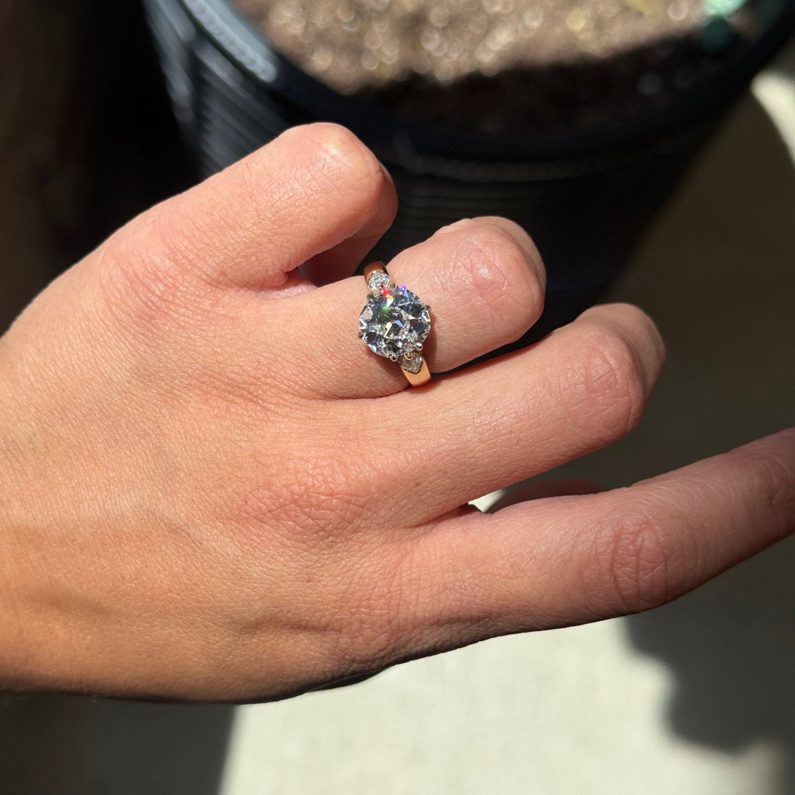 3.66ctw Old Mine Cut Diamond Ring, GIA - Image 2