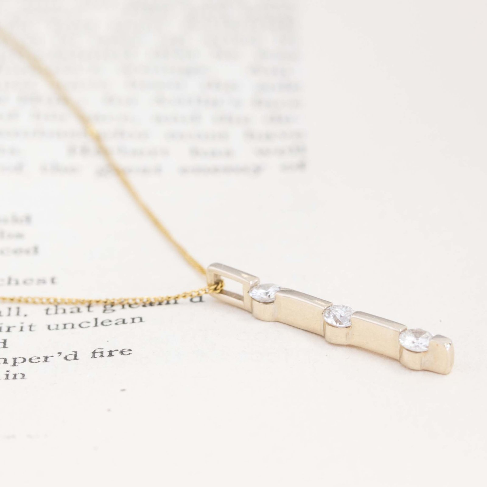 3-Stone Diamond Bar Pendant - Image 3