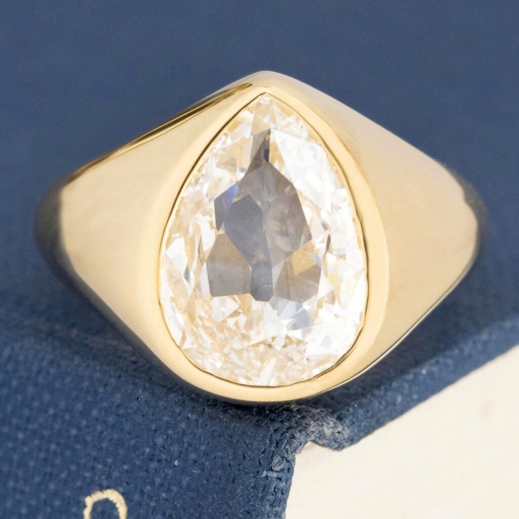 3.00ct Pear Cut Diamond Bezel Solitaire, GIA