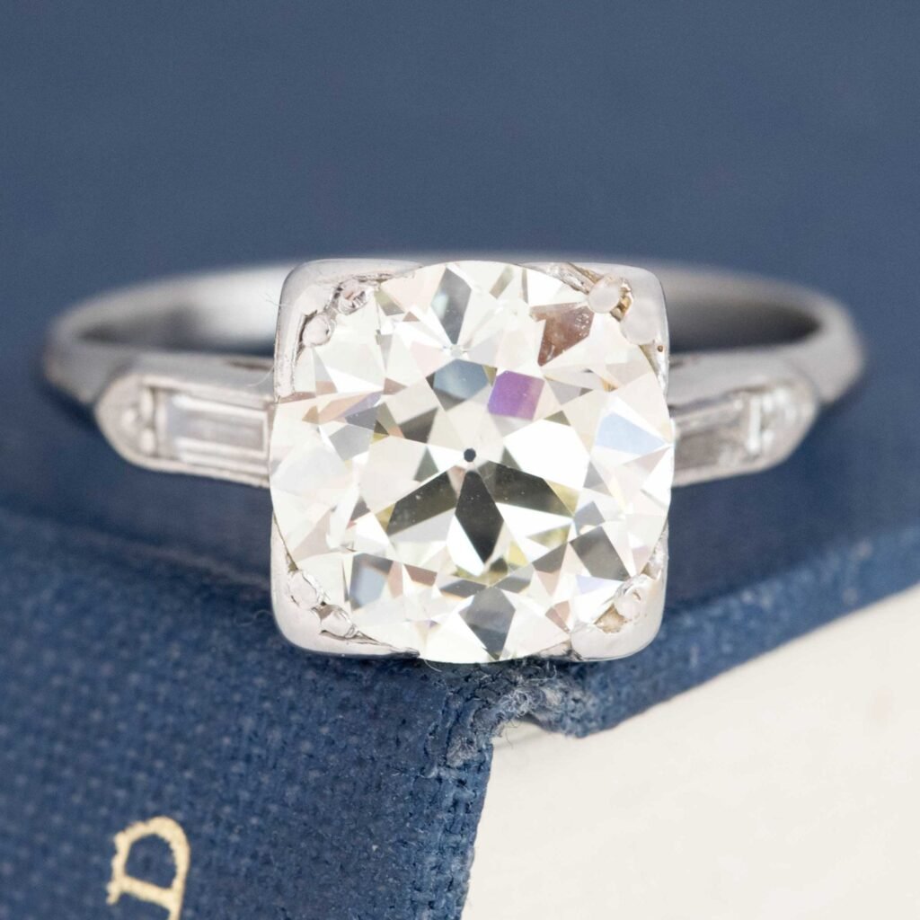 3.05ct Art Deco Old European Cut Diamond Solitaire