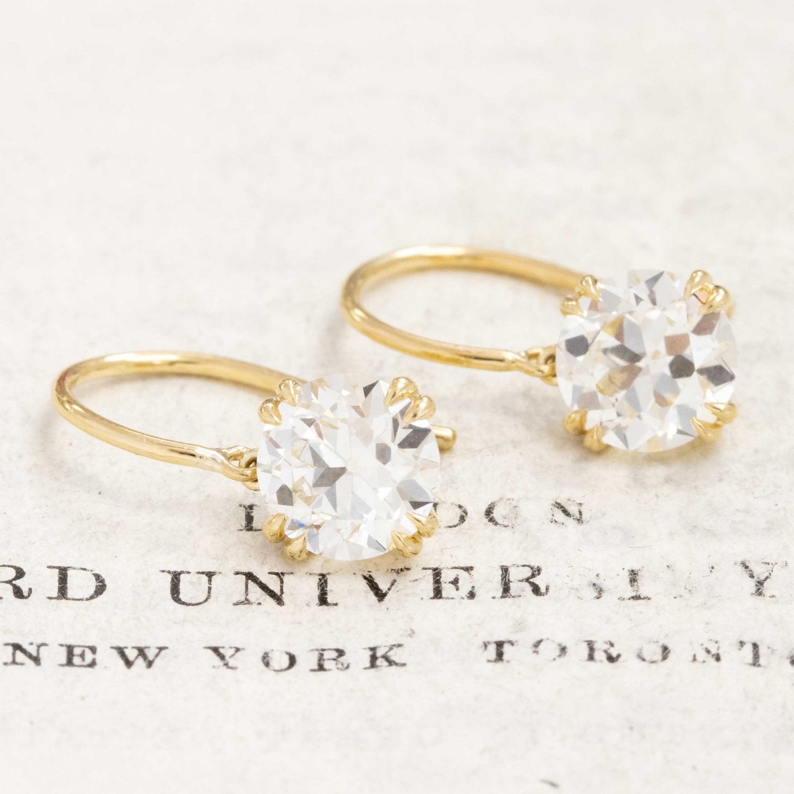 3.45ctw Old European Cut Diamond Drop Earrings - Image 3