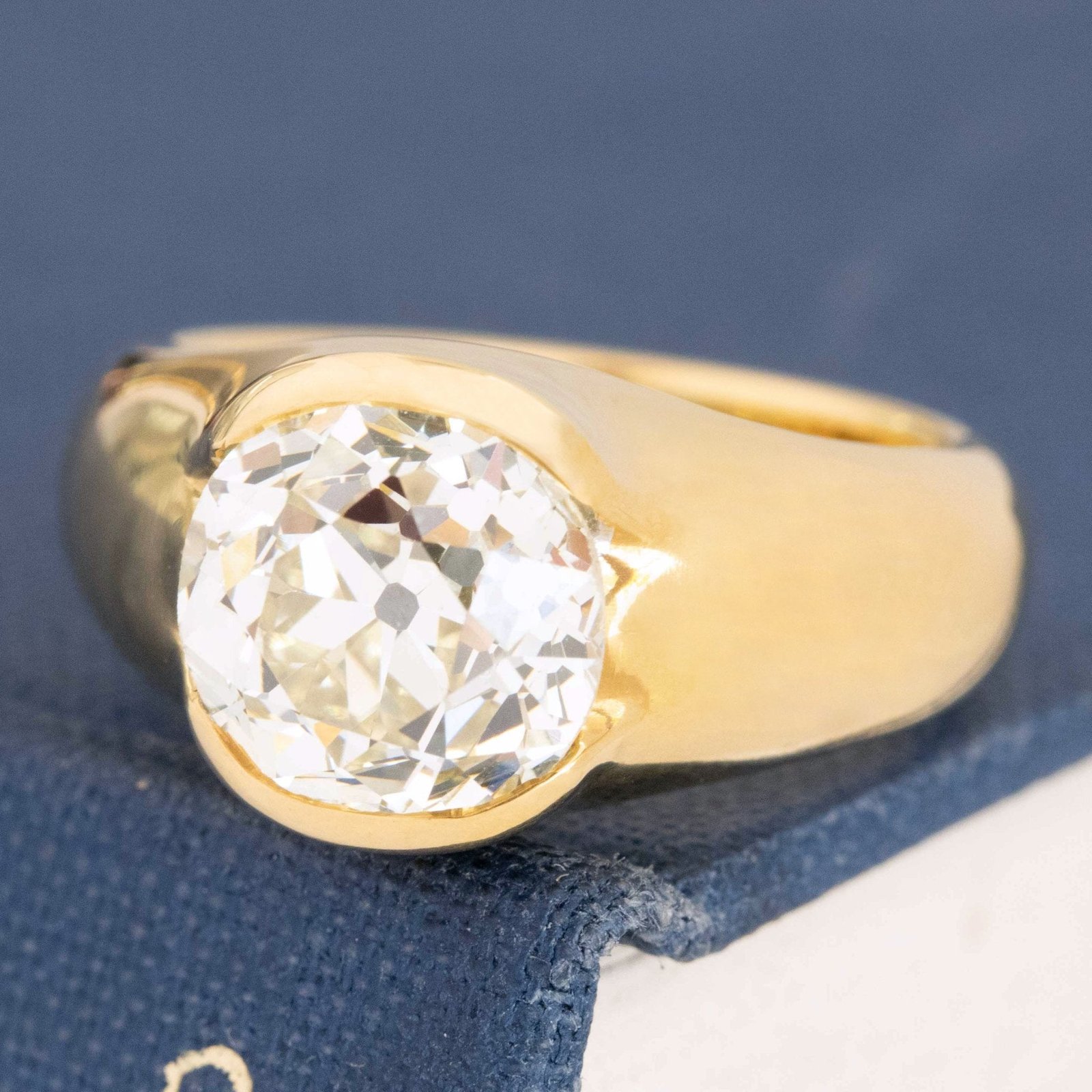 3.39ct Old Mine Cut Diamond Half-Bezel Solitaire - Image 4