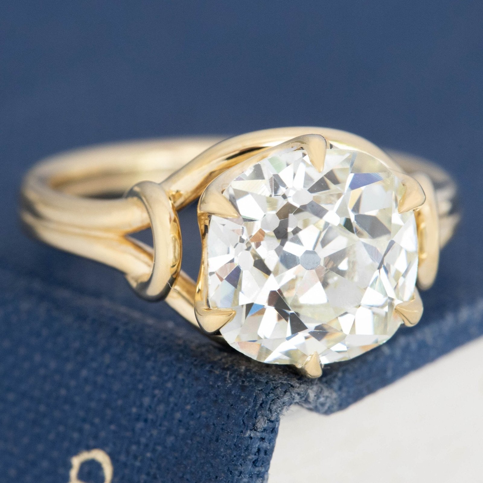 3.46ct Old Mine Cut Diamond Scroll Solitaire, GIA - Image 3