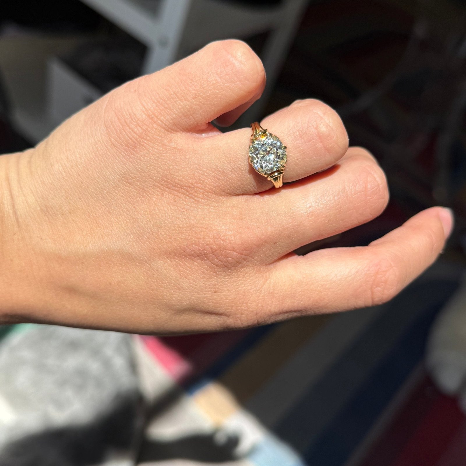3.46ct Old Mine Cut Diamond Scroll Solitaire, GIA - Image 2