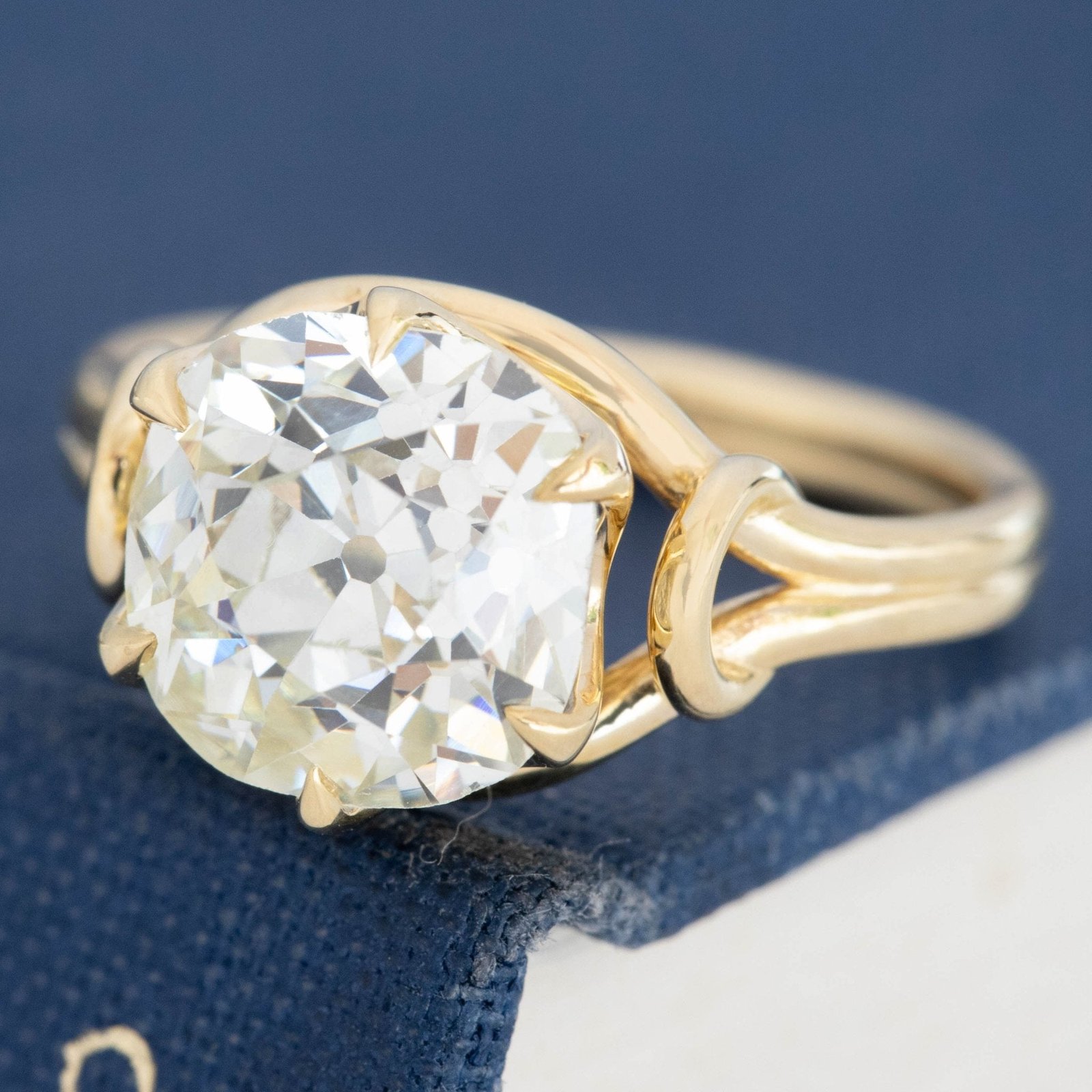 3.46ct Old Mine Cut Diamond Scroll Solitaire, GIA - Image 4