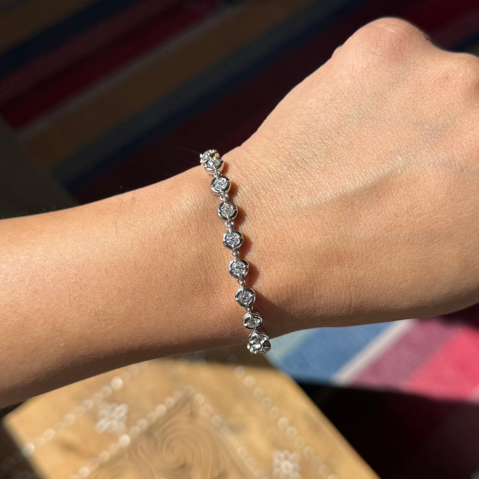 3.51ctw Old European Cut Diamond Collet Tennis Bracelet - Image 2