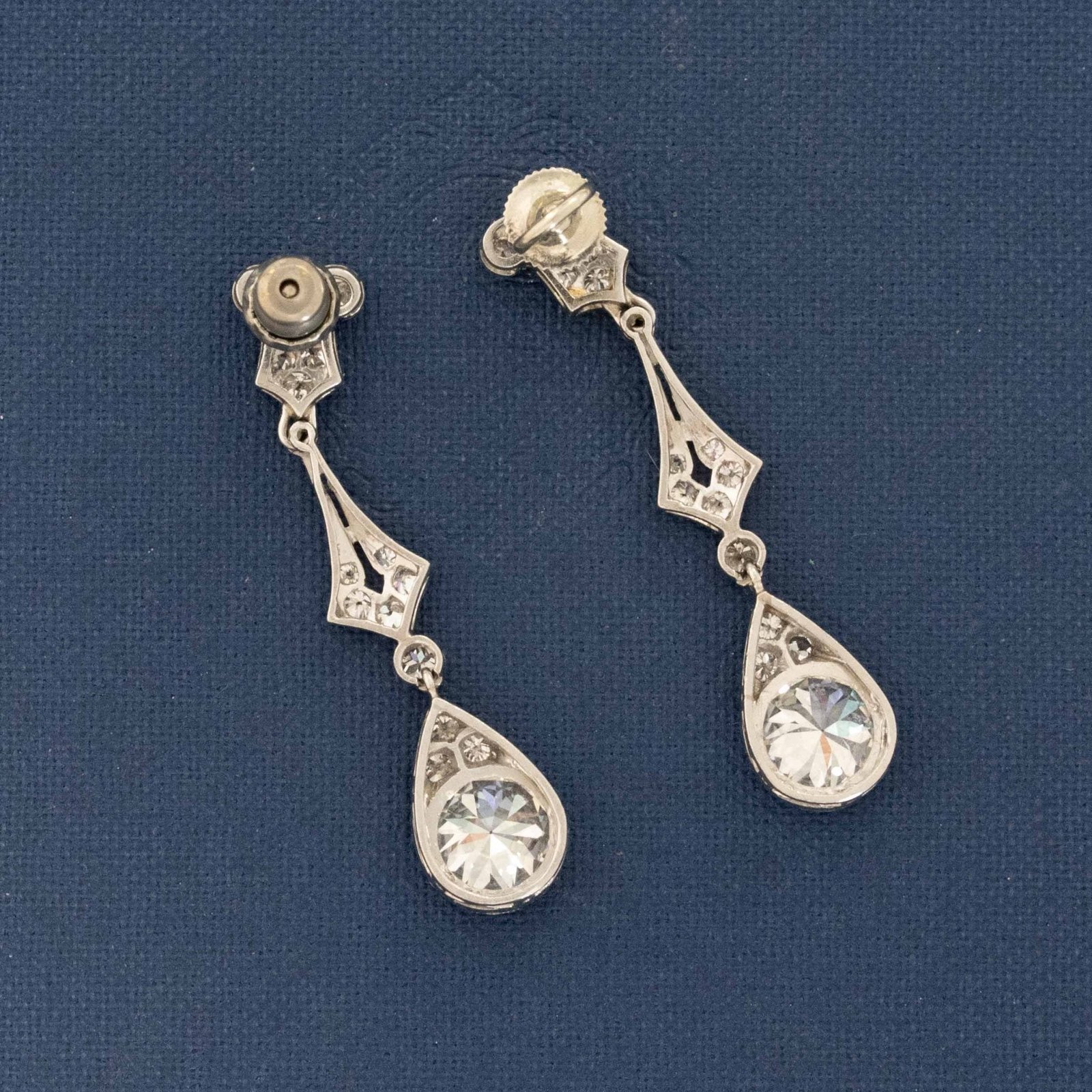 3.53ctw Edwardian Old European Cut Diamond Drop Earrings - Image 5