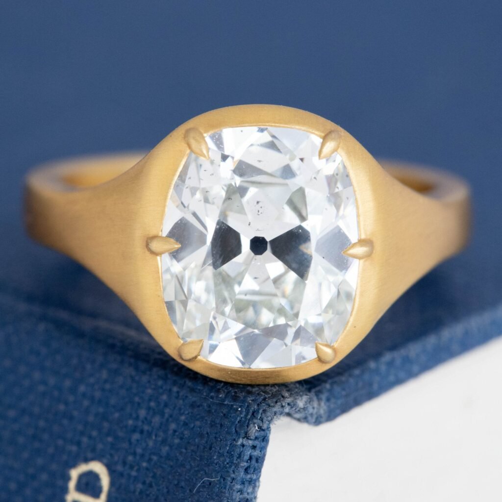 3.57ct Old Mine Cut Diamond Collet Solitaire, GIA