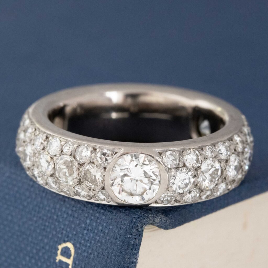 3.73ctw Vintage Mixed Cut Diamond Cluster Eternity Band