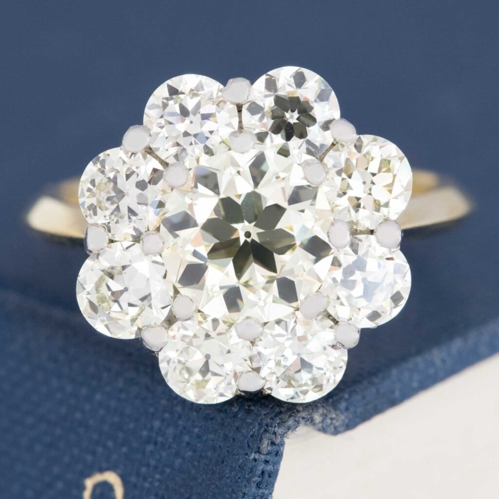 3.82ctw Old European Cut Diamond Cluster Ring, GIA U-V VVS1