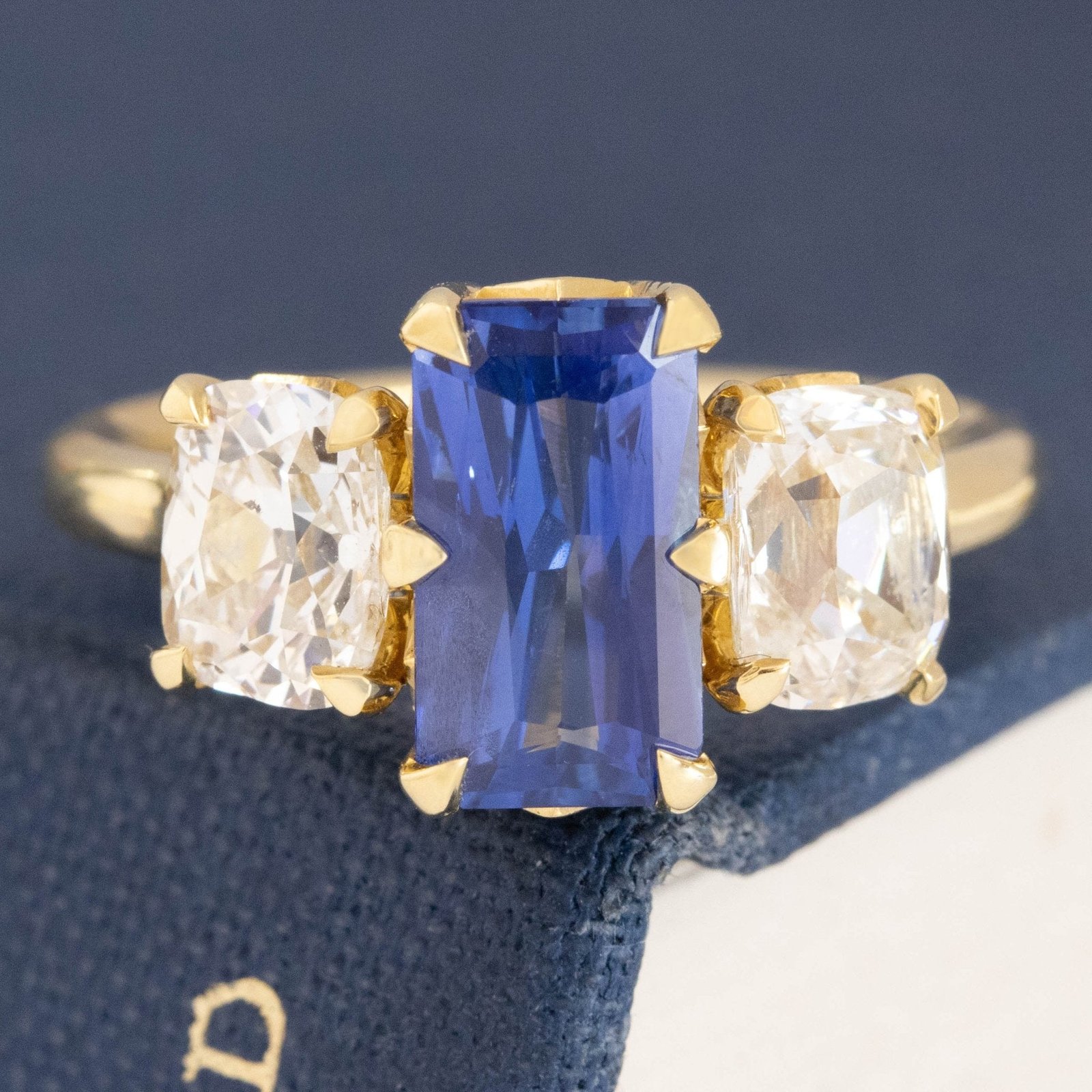 3.88ctw Sapphire & Diamond Trilogy Ring, GIA