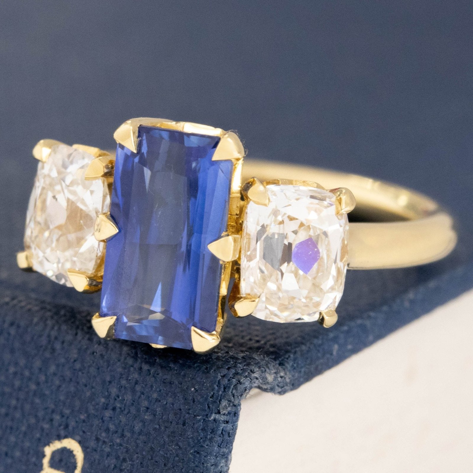 3.88ctw Sapphire & Diamond Trilogy Ring, GIA - Image 4
