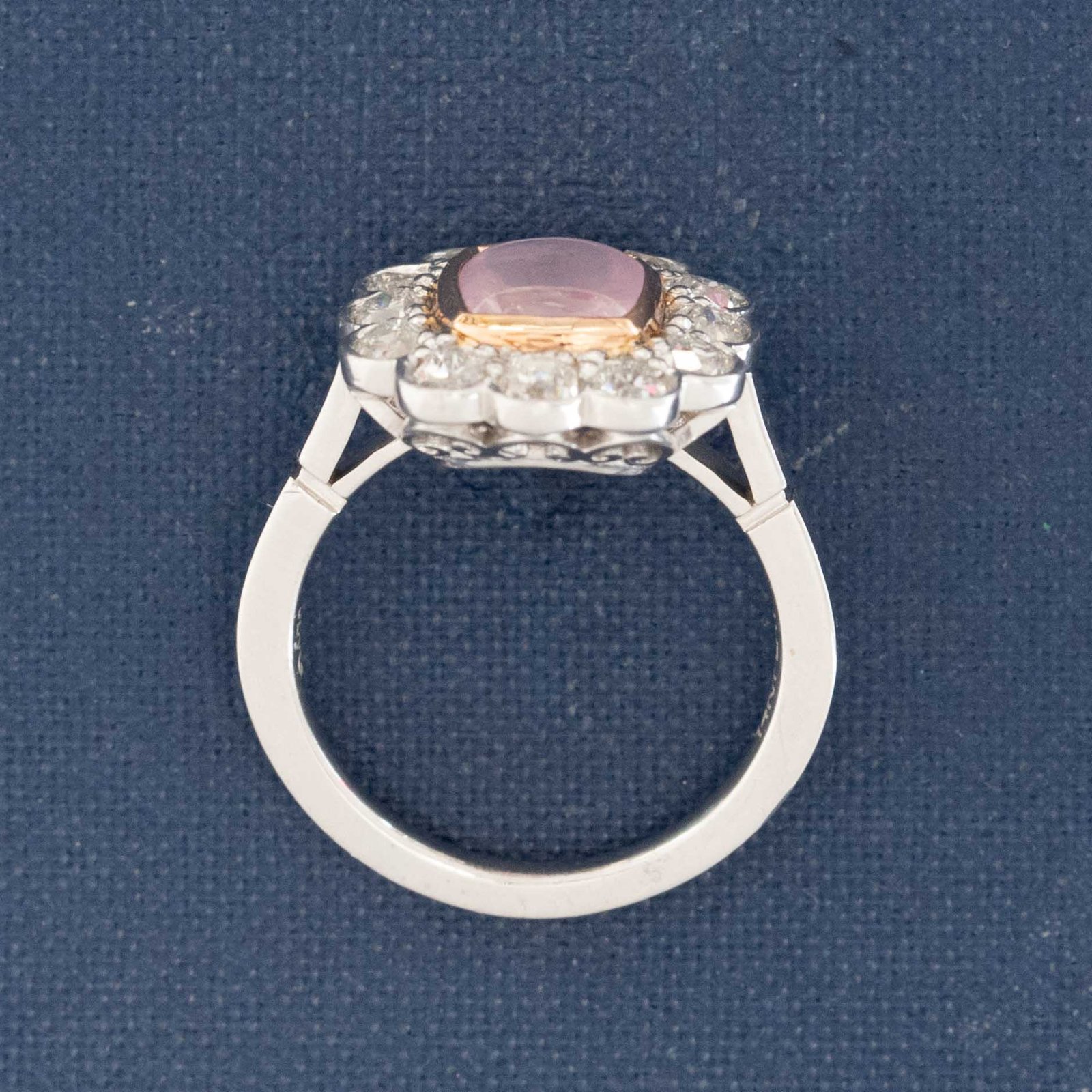 3.92ctw Pink Sugarloaf Sapphire & Old Mine Cut Diamond Cluster Ring - Image 5