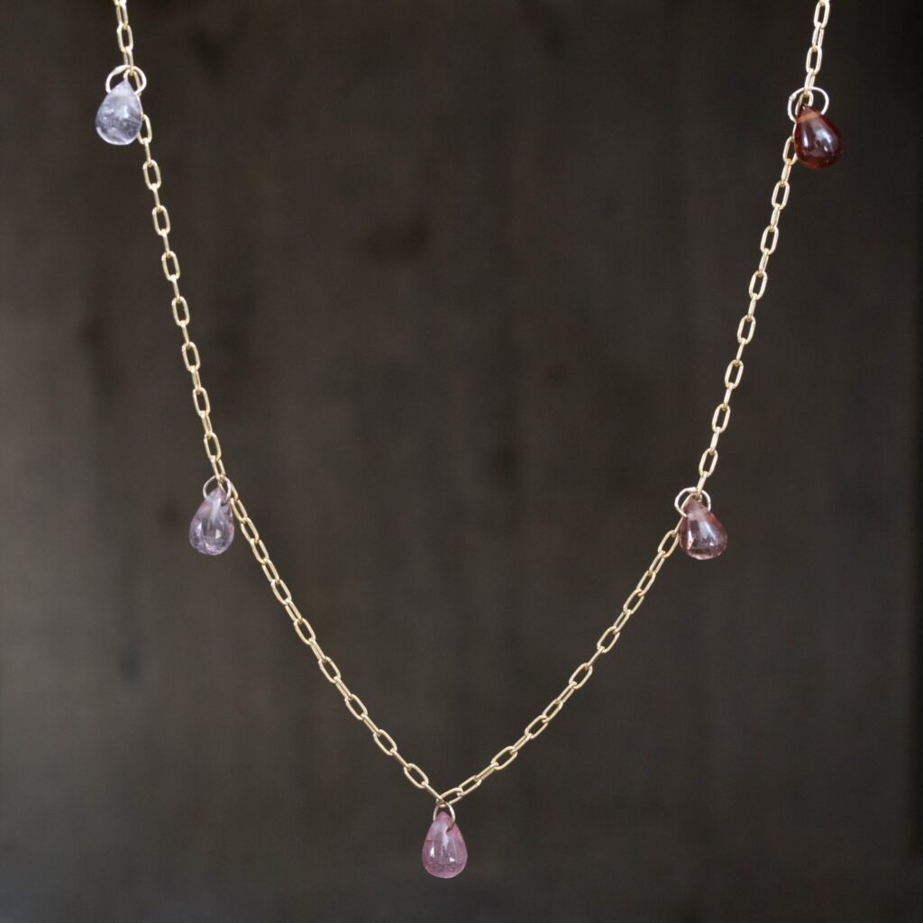 4.01ctw Pink Spinel Ombre Station Necklace