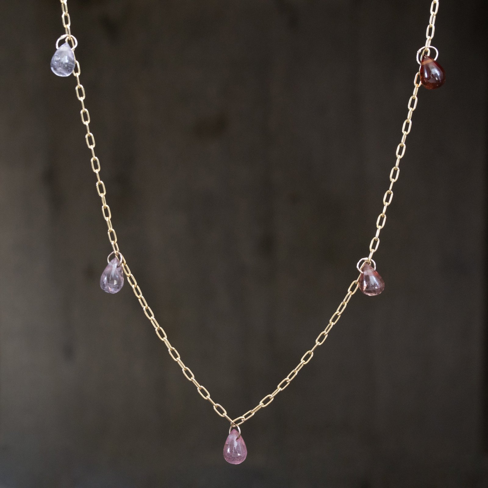 4.01ctw Pink Spinel Ombre Station Necklace