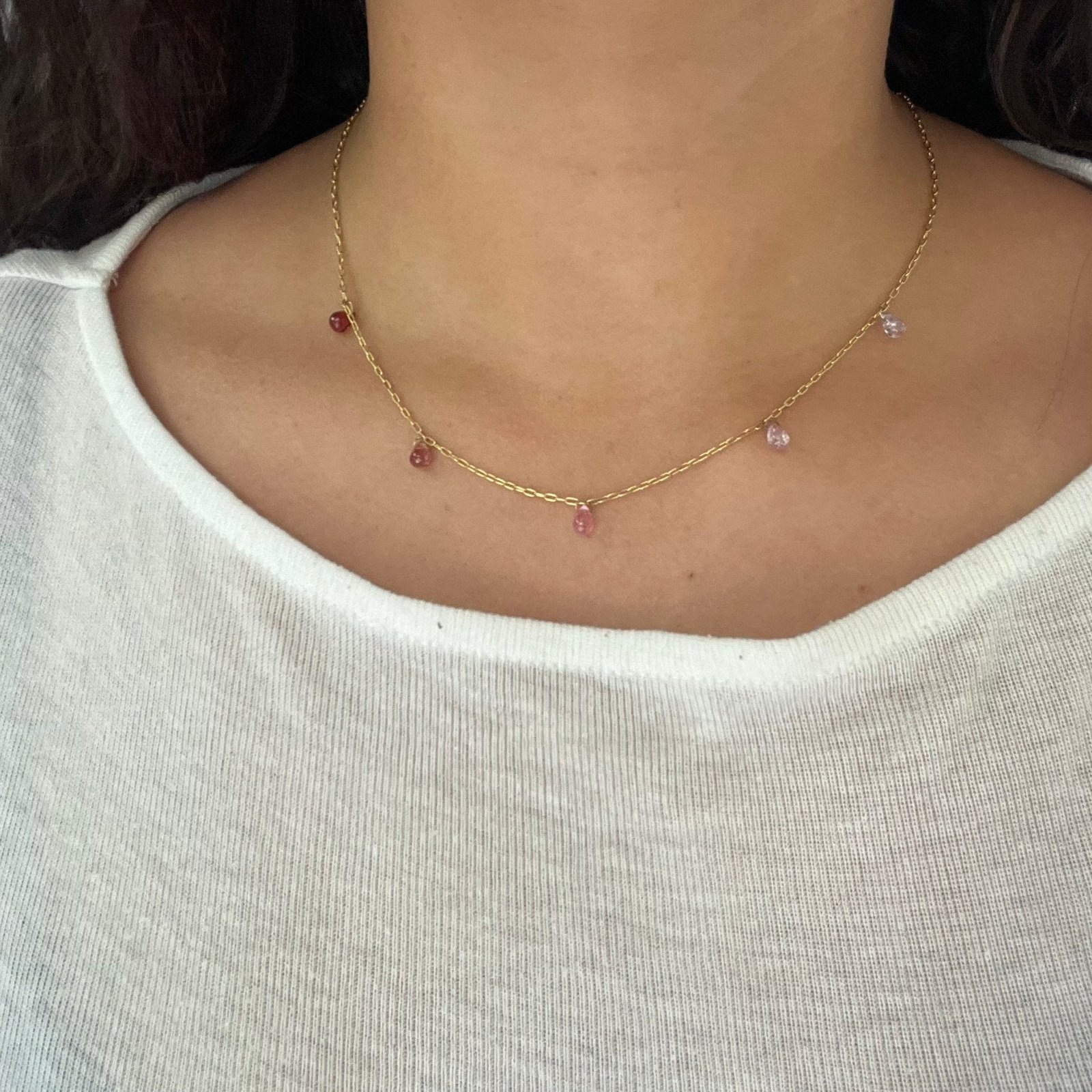 4.01ctw Pink Spinel Ombre Station Necklace - Image 2