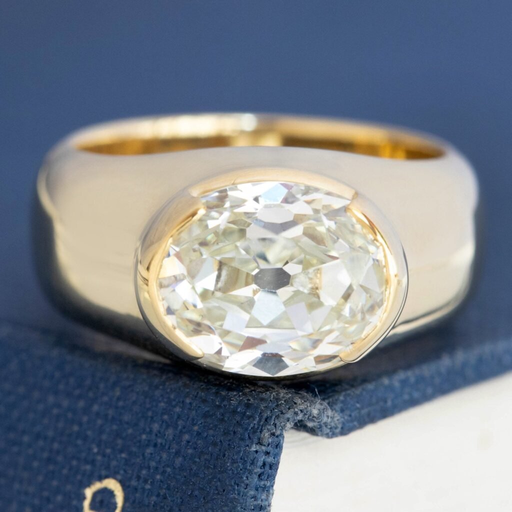 4.02ct Oval Cut Diamond Half-Bezel Solitaire, GIA