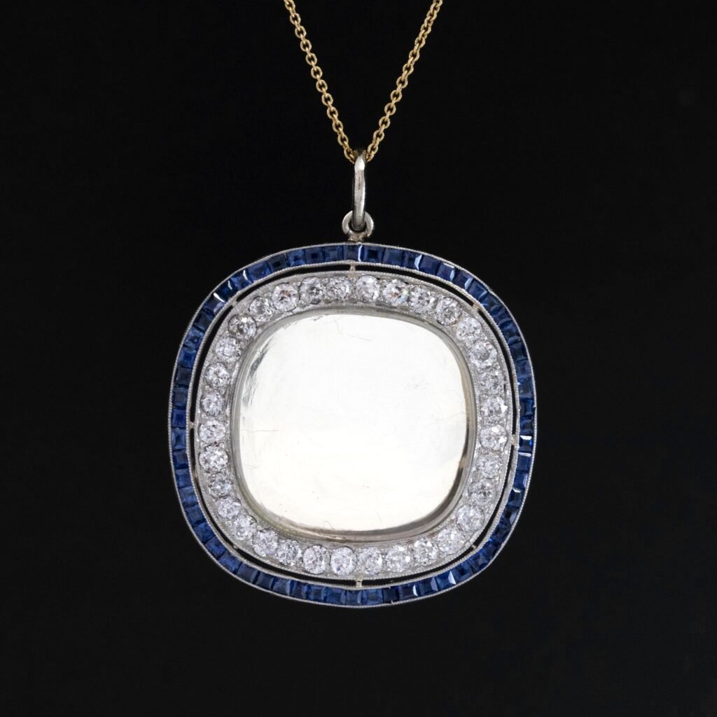 4.05ctw Antique Diamond & Sapphire Locket Pendant