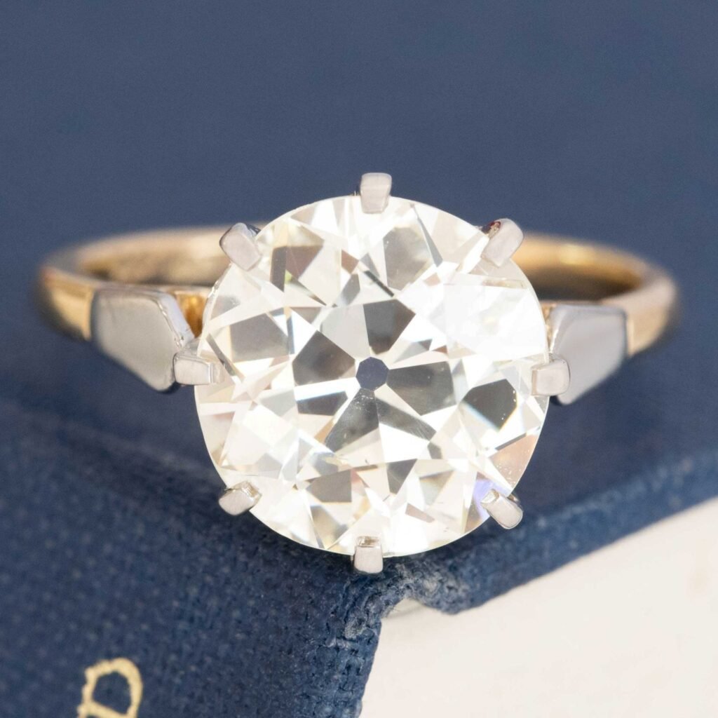 4.37ct Antique Old Mine Cut Diamond Ring, GIA