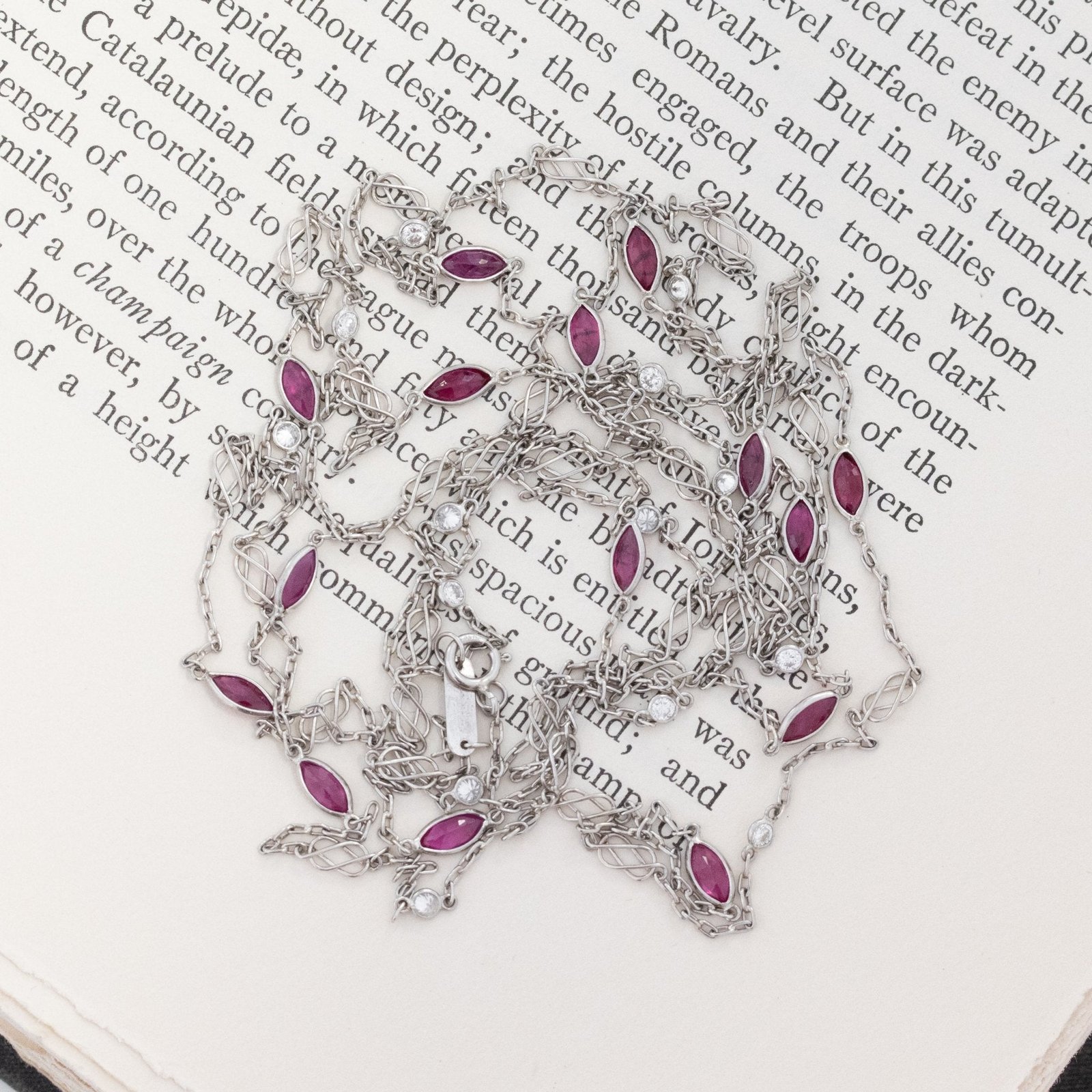 4.40ctw Ruby and Diamond Station Necklace, 56" - Image 3