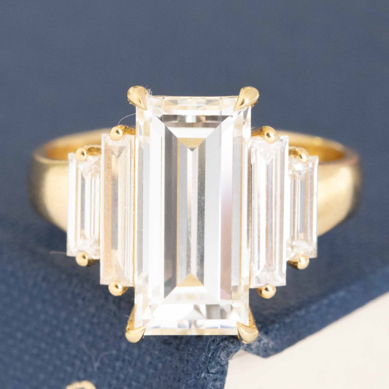 4.61ctw Antique Baguette Cut Diamond Ring, GIA