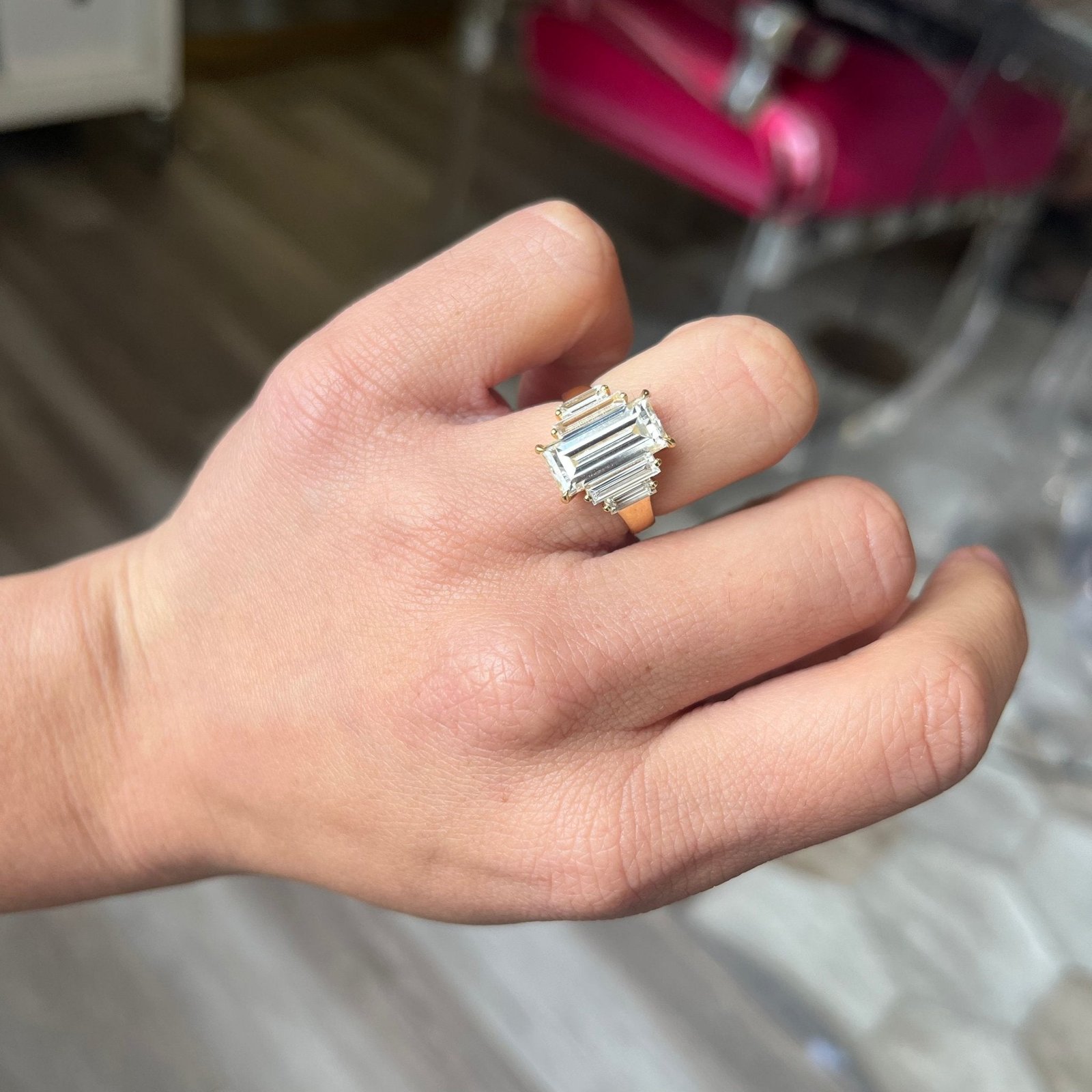 4.61ctw Antique Baguette Cut Diamond Ring, GIA - Image 2