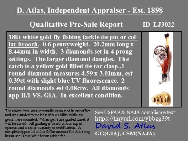 .47ctw Vintage Diamond Fishing Lure Pin - Image 4
