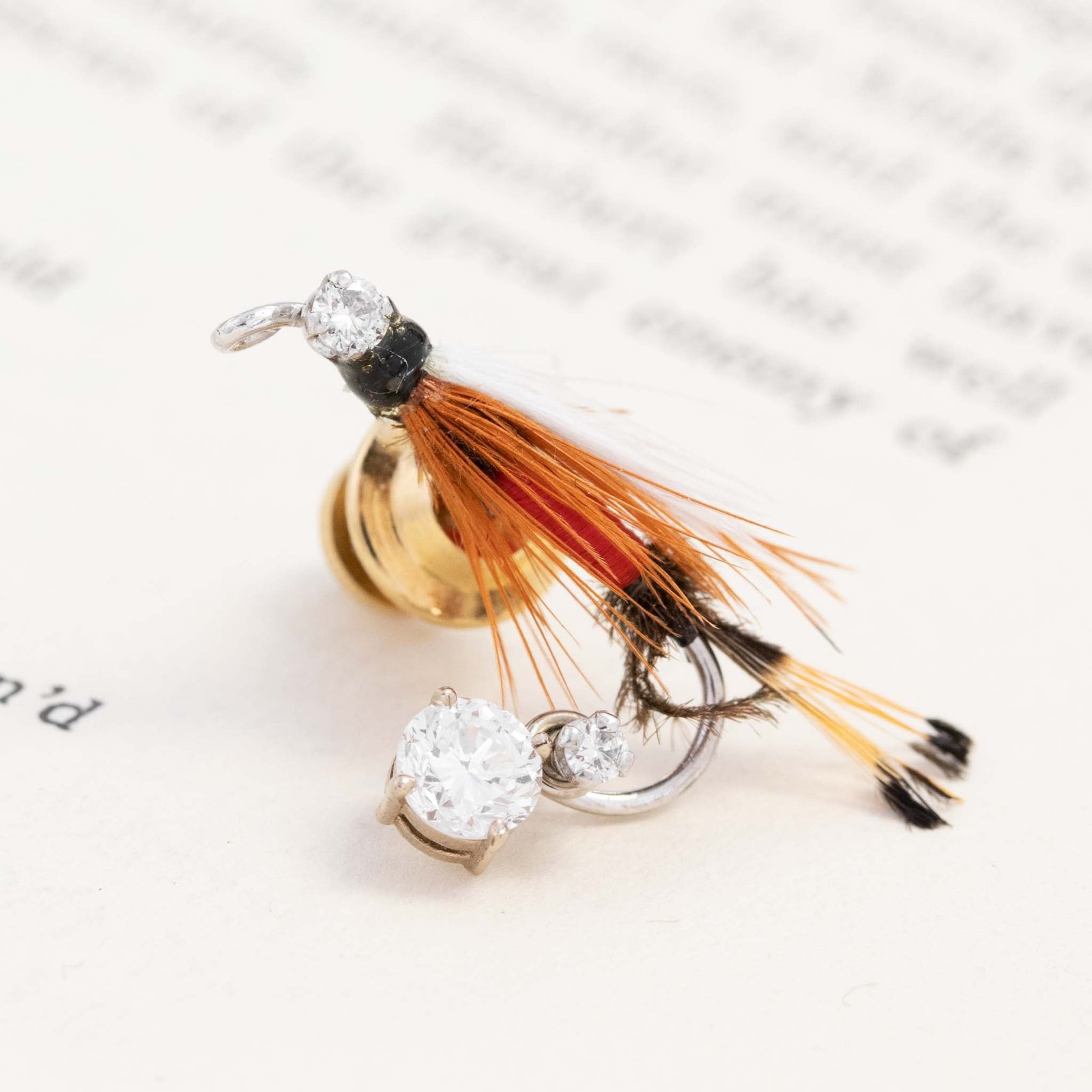 .47ctw Vintage Diamond Fishing Lure Pin - Image 2