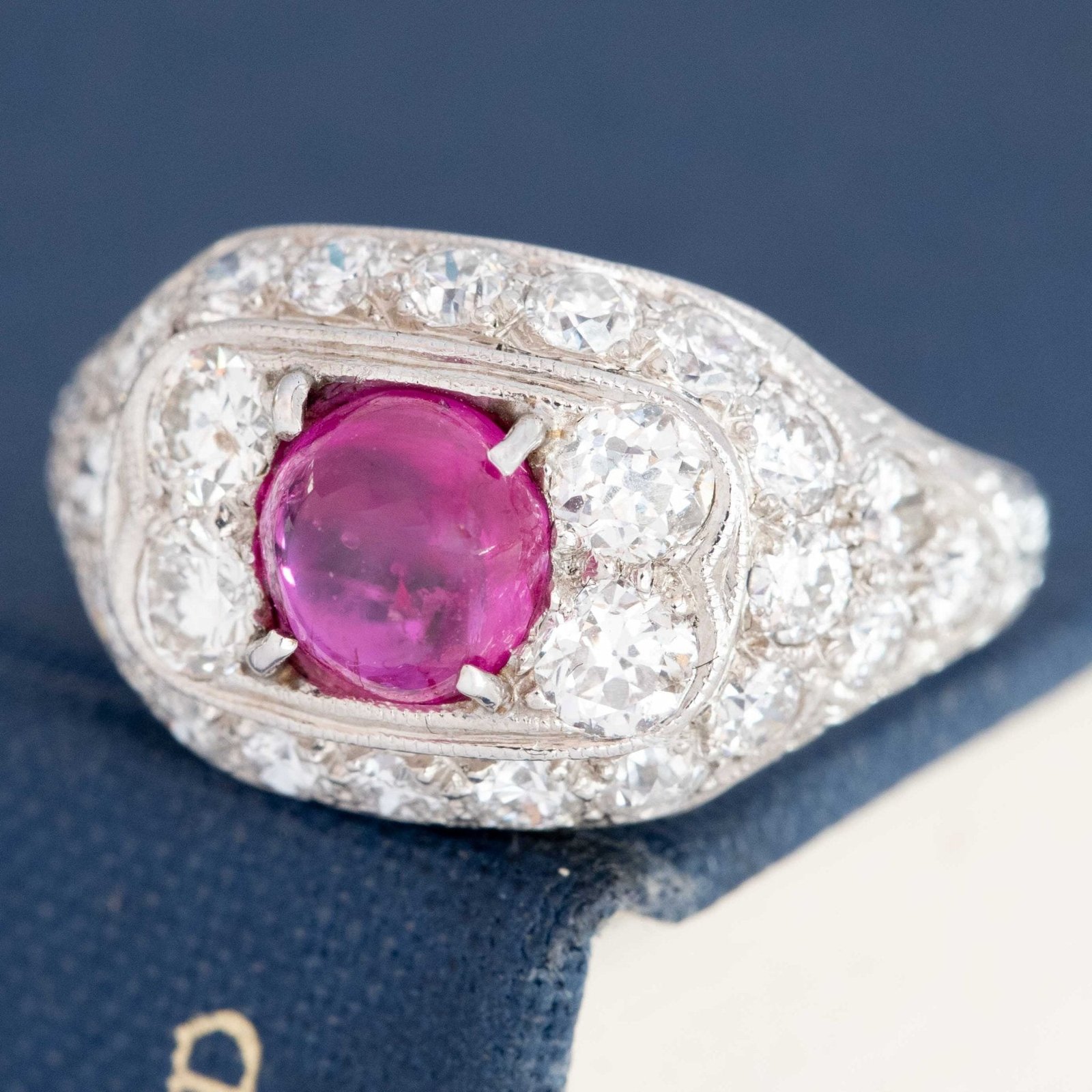 4.95ctw Art Deco Old European Cut Diamond & Ruby Dome Ring - Image 5
