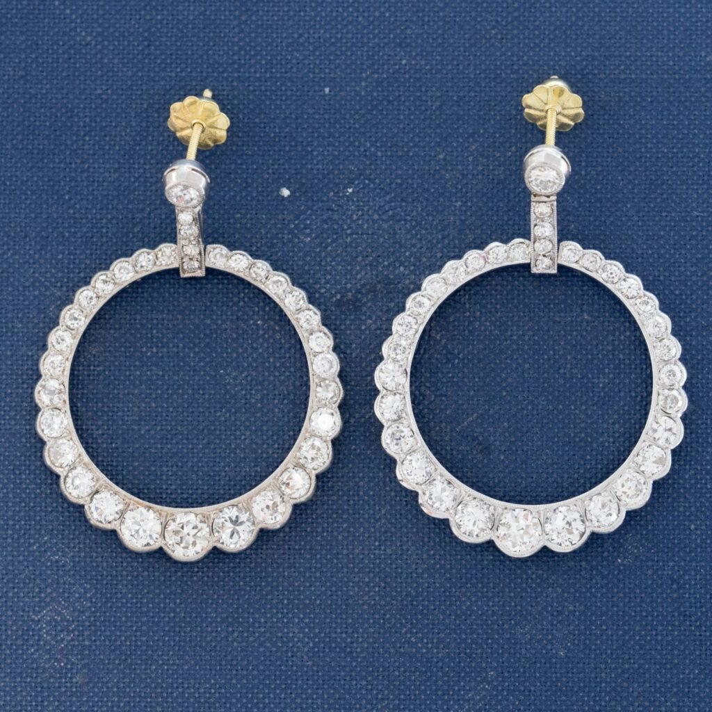 3.05ctw Edwardian Old European Cut Diamond Earrings