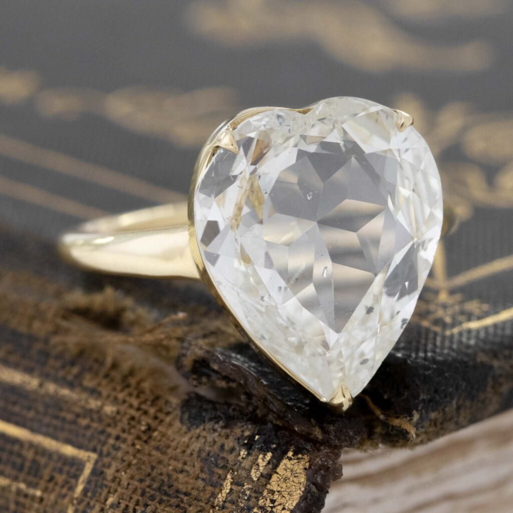 5.01ct Heart Rose Cut Diamond Ring