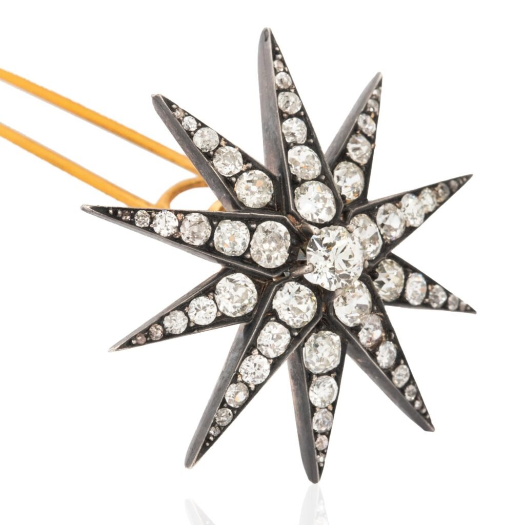 4.93ctw Antique Victorian Diamond Star Convertible Hair Pin/Pendant, French
