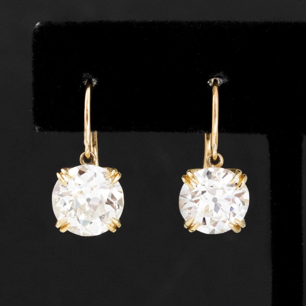 5.46ctw Old European Cut Diamond Drop Earrings