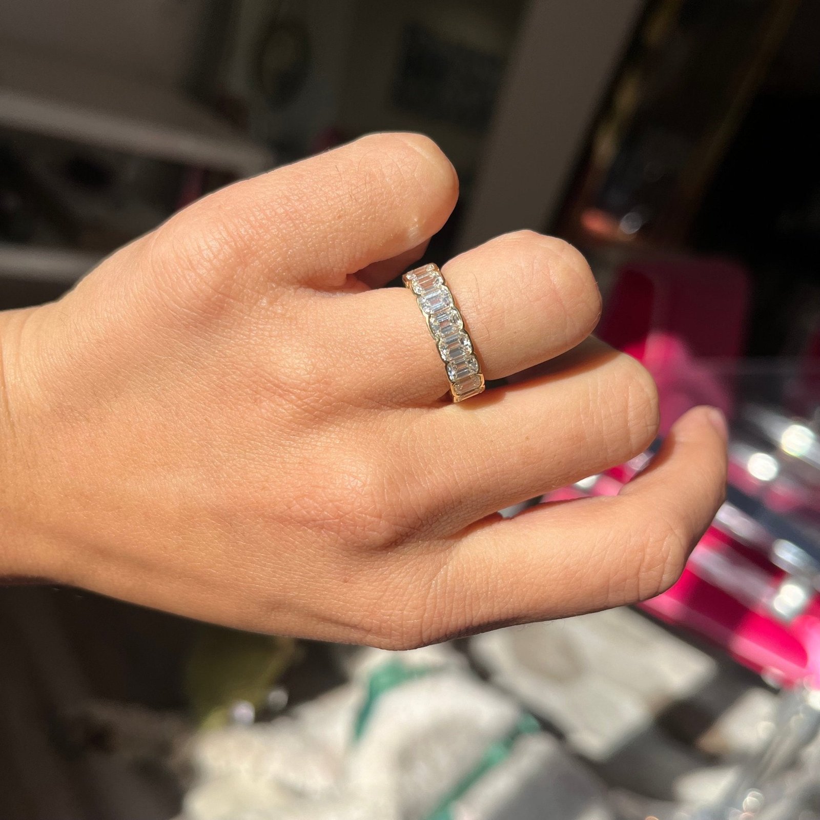 5.50ctw Emerald Cut Diamond Half-Bezel Eternity Band - Image 2