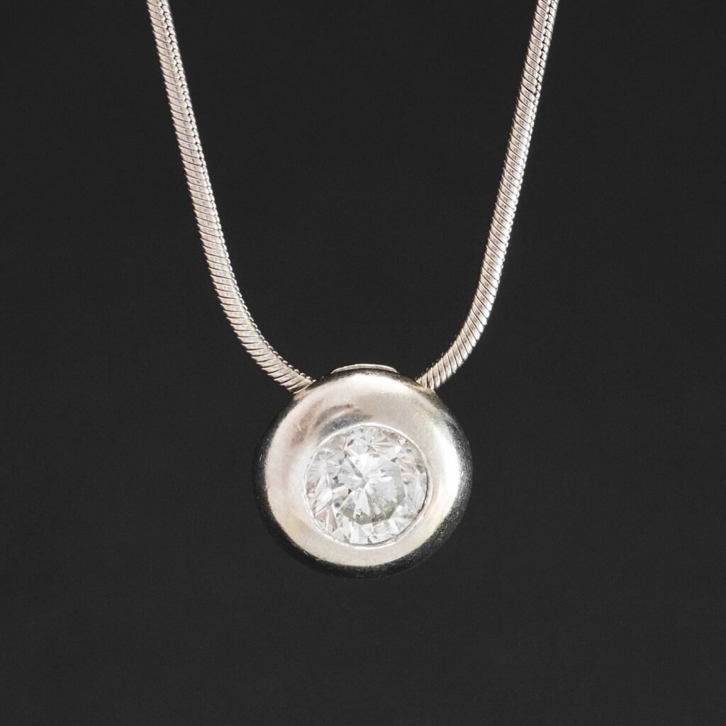 .58ct Vintage Round Brilliant Cut Diamond Bezel Pendant