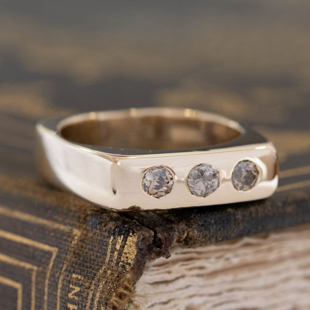 .60ctw Old Mine Cut Diamond Vintage Square Shank Band