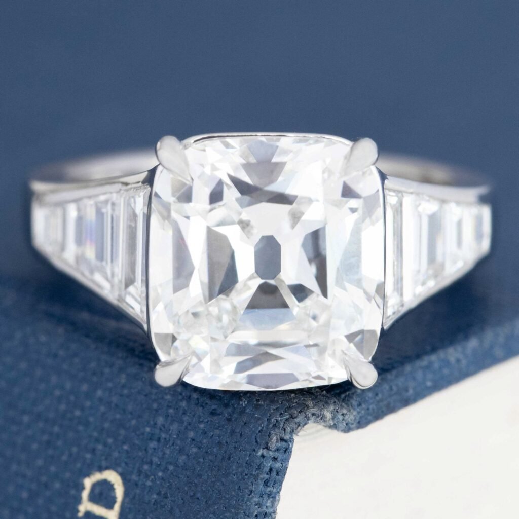 6.28ctw Cushion Cut & Baguette Diamond Ring, GIA