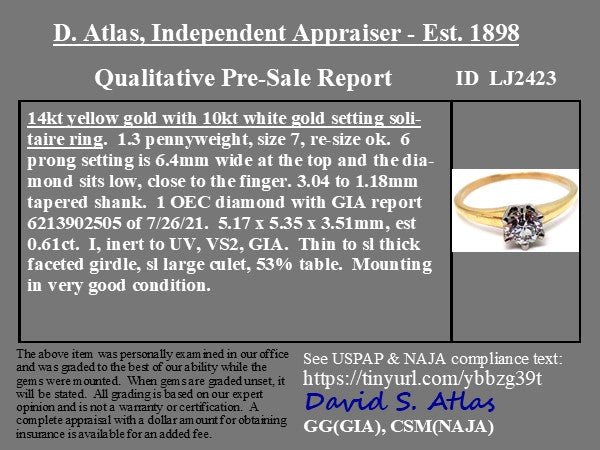 .62ct Old European Cut Diamond Solitaire, GIA - Image 4