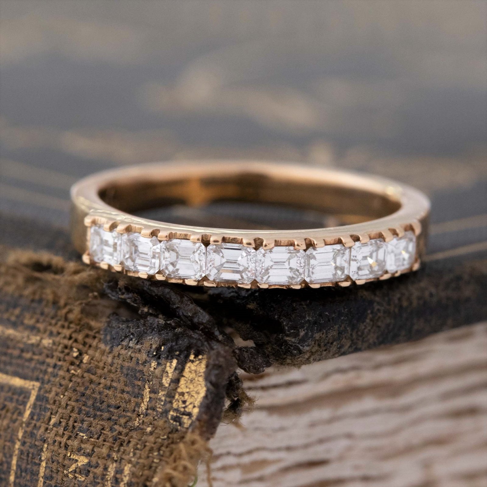.64ctw Emerald Cut Diamond 8-Stone Band