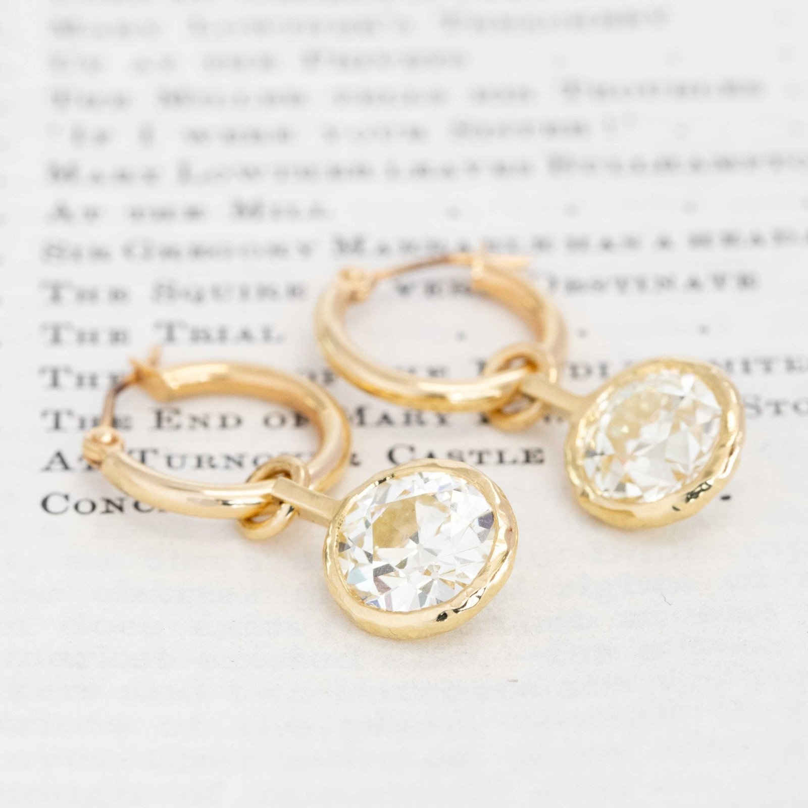 6.51ctw Old European Cut Diamond Bezel Earring "Charms", GIA - Image 3