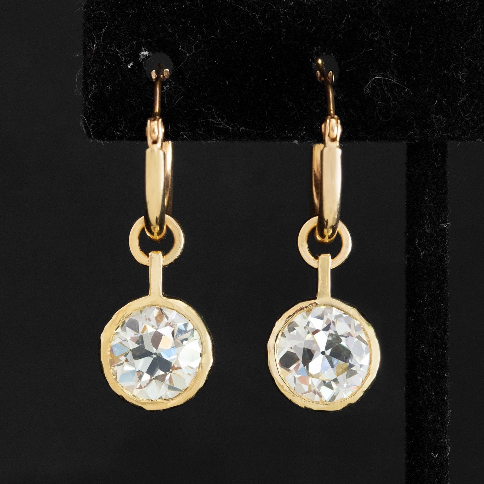 6.51ctw Old European Cut Diamond Bezel Earring "Charms", GIA - Image 2