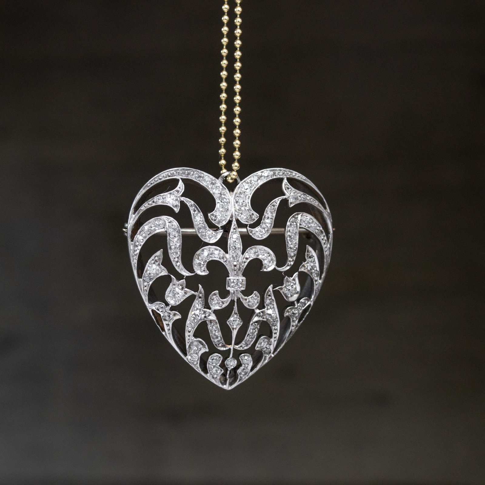 .65ctw Victorian Heart Diamond Convertible Pin/Pendant - Image 4