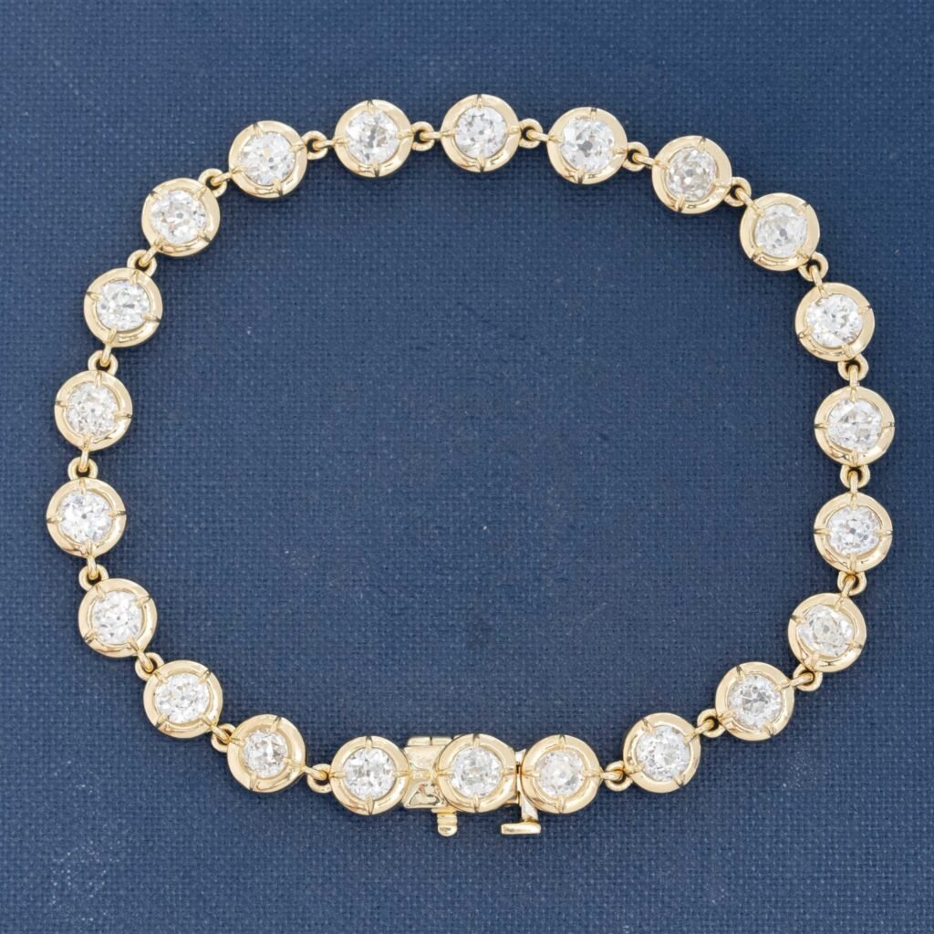 6.61ctw Old European Cut Diamond Collet Tennis Bracelet